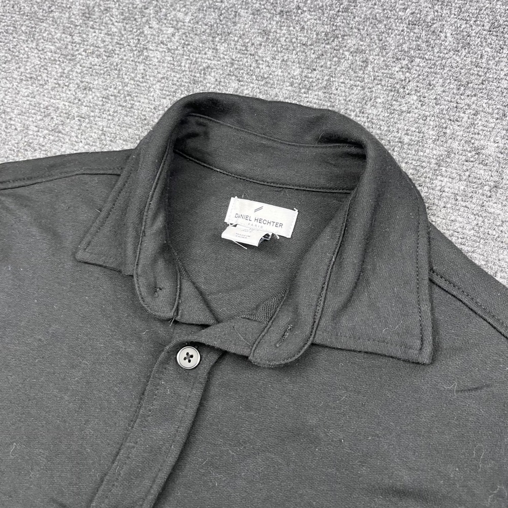 Daniel Hechter Button Down Stretch Jersey Solid Black Long Sleeve Shirt